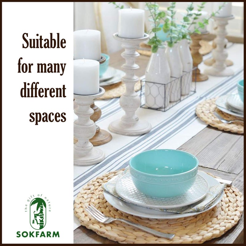 SOKFARM Woven Placemats Set of 6, Table Mats Set of 6, Water Hyacinth Round Placemats for Round Table, Chargers for Dinner Plates, Wicker Chargers for Dinner Plates, Woven Placemat, Place Mats 11.8 in - Image 4